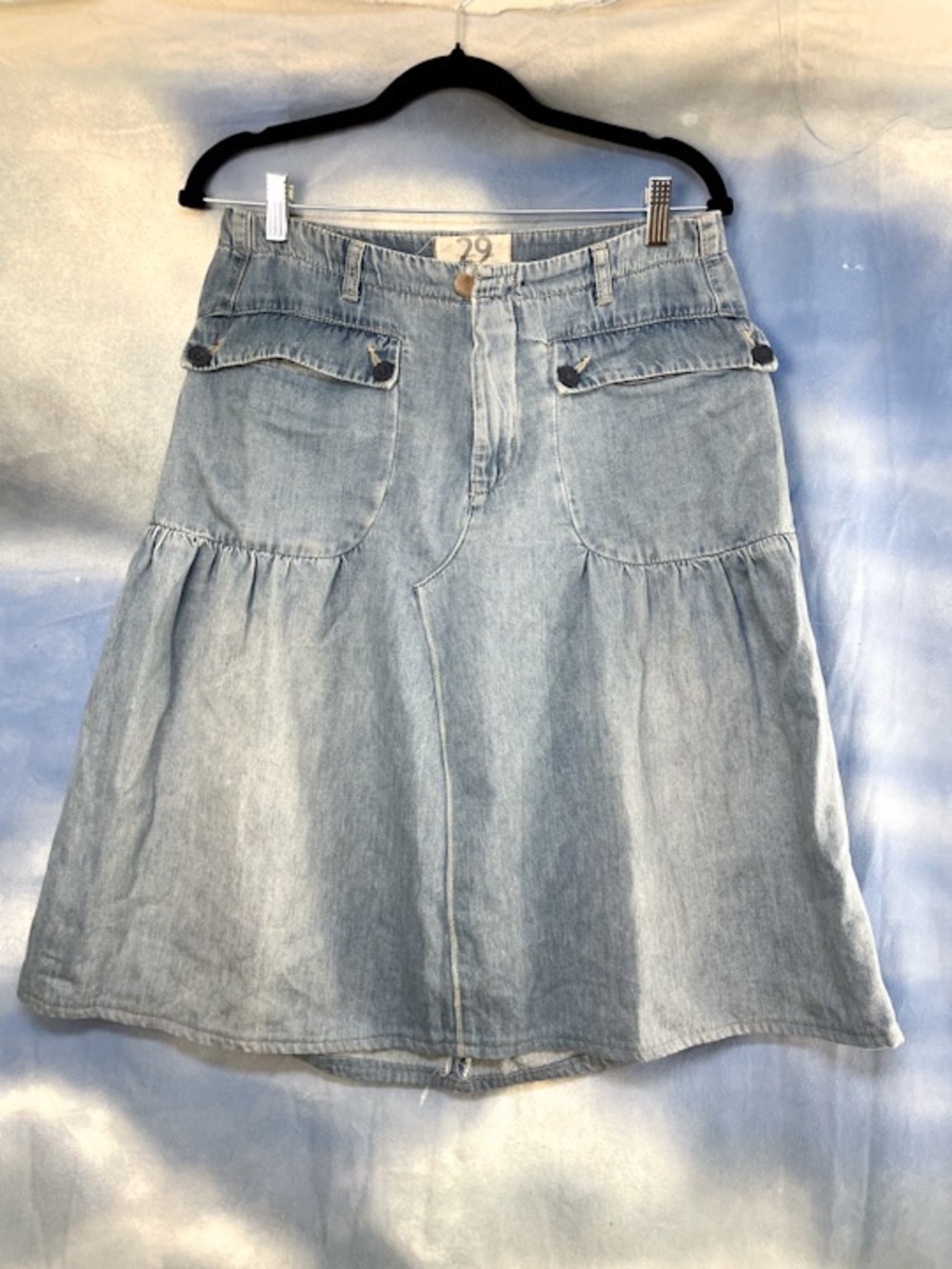 Free People We the Free light wash denim midi skirt